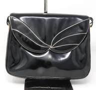 Bally Black Glossy Patent Leather Envelope Bag