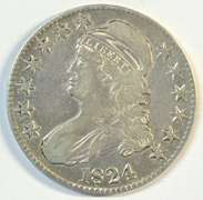 Nice XF 1824 Capped Bust Half Dollar. Sharp