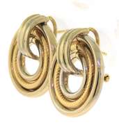 Trendy Two Tone Gold Circle Earrings