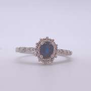 14kt Gold, Blue Sapphire, & Diamond Cocktail Ring