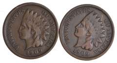 Lot (2) 1909-S Indian Head Cents