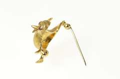 14K Yellow Gold 3D Retro Ruby Eyed Baby Bird Chick Pin/Brooch