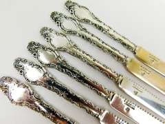 6 Antique Sterling Silver Fruit Knives, B.B. & B. Co.