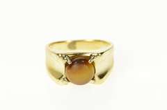 14K Yellow Gold 1960's Retro Tiger's Eye Statement Ring