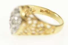 10K Yellow Gold Marquise Diamond Cluster Ornate Filigree Ring