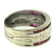Fantastic White Gold Band w Channel Princess Rubies