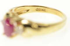 14K Yellow Gold 0.90 Ctw Natural Ruby Diamond Engagement Ring