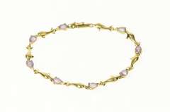10K Yellow Gold Pear Amethyst Dolphin Link Chain Bracelet