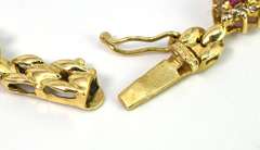 Stately Ruby & Diamond Bracelet in 14KT Yellow Gold