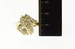 14K Yellow Gold 1.04 Ctw Diamond Encrusted Bypass Statement Ring