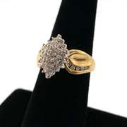 Eye Catching 10kt Yellow Gold Diamond Cluster Ring