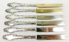 6 Antique Sterling Silver Fruit Knives, B.B. & B. Co.