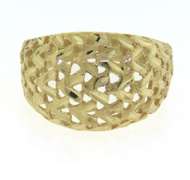 Charming Diamond Cut Dome Yellow Gold Ring