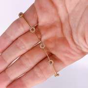 14kt Solid Yellow Gold & Diamond Station Bracelet