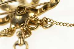 10K Yellow Gold Victorian Seed Pearl Diamond Flower Sun Necklace