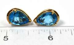Bold Blue Topaz Earrings in 14KT Yellow Gold