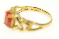 14K Yellow Gold Oval Syn. Mexican Fire Opal Knot Braid Ring