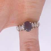 14kt Gold, Blue Sapphire, & Diamond Cocktail Ring