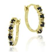 18K Gold over Sterling Silver 2/5ct Sapphire & Diamond Accent Hoop Earrings