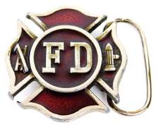 Vintage Fire Dept. Enameled Belt Buckle