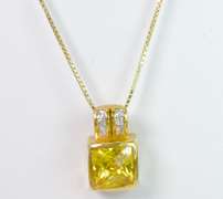 Yellow & White CZ Necklace, Vermeil