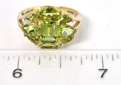 Dazzling Art Deco Peridot Ring in 14KT Yellow Gold