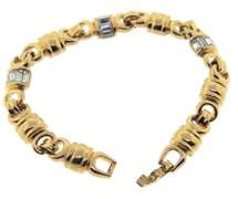 Lovely Yellow Gold Link And Crystal Baguette Bracelet