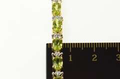 10K Yellow Gold Oval Peridot Diamond Accent Tennis Bracelet