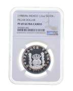 PF69 UCAM (1988) Mo Mexico Pillar Dollar 1/2 Oz .999 Fine Silver - NGC