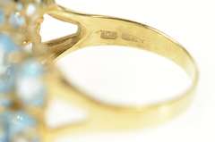 14K Yellow Gold Graduated Oval Blue Topaz Tiered Band Ring