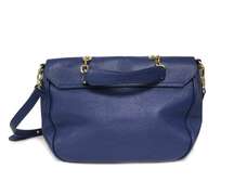 Authentic Versace Medusa Leather Blue Pebbled Shoulder Bag