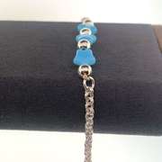 Sterling silver bracelet with light blue star charms and round silver beads