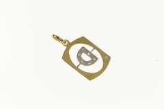 14K Yellow Gold D Monogram Diamond Initial Name Tag Charm/Pendant