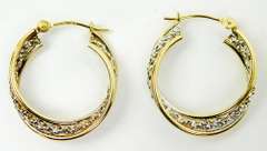 14K Yellow & White Gold Hoop Earrings