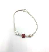 Sterling silver bracelet with orange & silver star charms