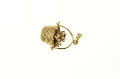 14K Yellow Gold Retro Bouquet Diamond Flower Basket Charm/Pendant