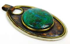 Big Mixed Metals Pendant with Huge Chrysocolla
