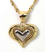 Adorable Floating Heart Necklace in 14KT 2-Tone Gold