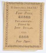 1777 Colonial Pennsylvania - Philadelphia 4 Pence Note