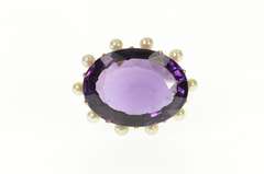 18K Yellow Gold Amethyst Pearl Halo Victorian Statement Pin/Brooch