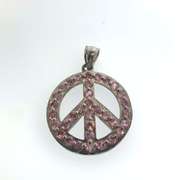 Sterling silver peace pendant with pink gemstones
