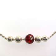 Sterling silver necklace with red and silver beads