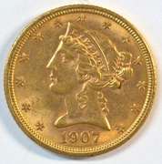 Very Choice BU 1907 US $5 Liberty Gold Piece