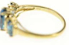 10K Yellow Gold Three Stone London Blue Topaz Statement Ring