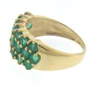 Fabulous Yellow Gold 3 Row Emerald Band