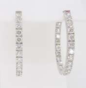 Oval Diamond Inside Out Hoop Earrings in 18k