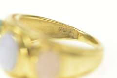 14K Yellow Gold Quartz & Agate Carved Scarab Retro Statement Ring