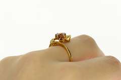 14K Yellow Gold 1940's Wavy Ruby Cluster Diamond Wave Ring