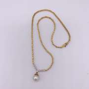 Stunning 18kt Gold, Pearl, & Diamond Pendant Necklace