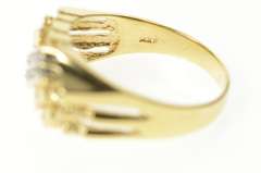 14K Yellow Gold Men's Squared Textured Nugget Diamond Ring